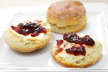 Image showing English scones with jam