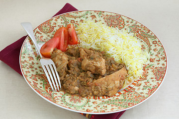 Image showing Chicken dhansak meal