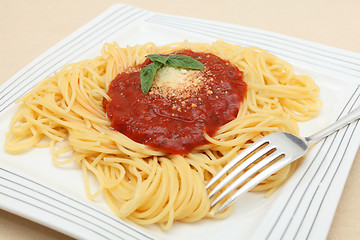 Image showing Spaghetti with tomato sauce