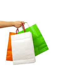 Image showing Packages for shopping in a female hand