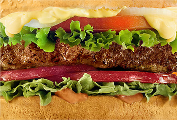 Image showing Cheeseburger macro close-up