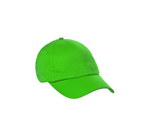 Image showing A green baseball cap is isolated on a white