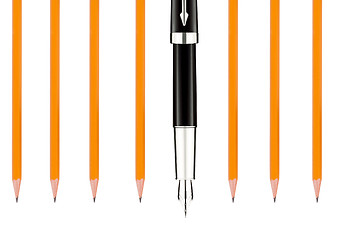 Image showing pencils and pen - concept