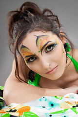 Image showing Portrait of cute girl with idnian make up