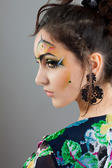 Image showing profil of beautiful girl with professional make up