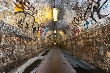 Image showing An old industrial tunnel