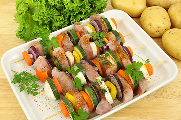 Image showing Grill skewer preparation