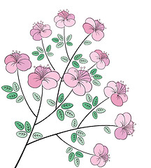 Image showing Pretty colorful flower line art