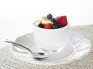 Image showing Breakfast of blueberries strawberries banana