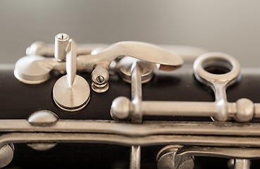Image showing Macro image of keys and pads of clarinet