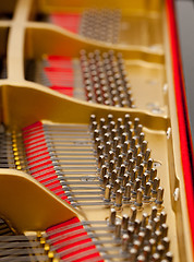 Image showing Interior of grand piano with strings