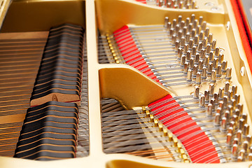 Image showing Interior of grand piano with strings