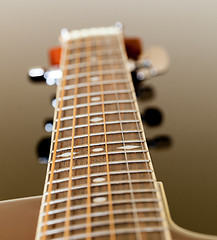 Image showing View down the fretboard of guitar