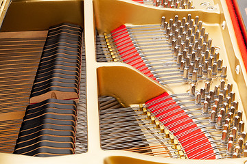 Image showing Interior of grand piano with strings