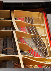 Image showing Interior of grand piano with strings