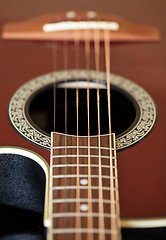 Image showing View down the fretboard of guitar