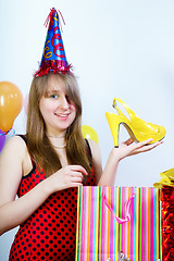 Image showing Birthday. Happy attractive girl