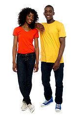 Image showing Two attractive african friends posing in style