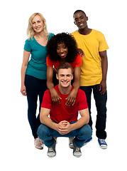Image showing Group of four happy young people