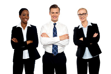 Image showing Successful happy business team posing