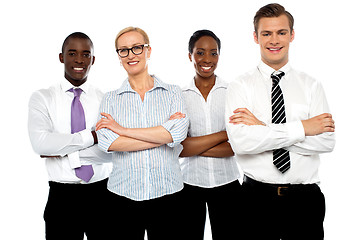 Image showing Group of business people posing with arms crossed