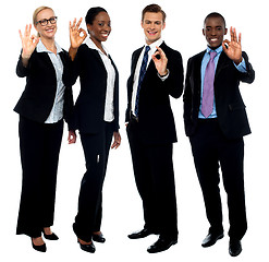 Image showing Successful corporate team showing ok symbol