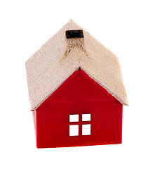 Image showing Red toy house with window isolated on white 