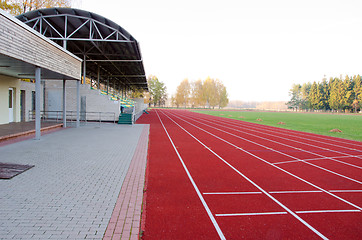 Image showing Athletics stadium running tracks football pitch 