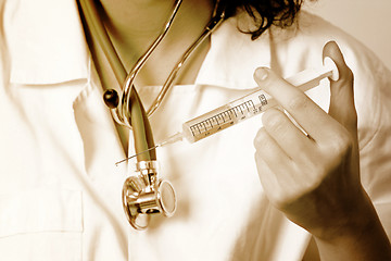 Image showing Portrait of a young doctor with stethoscope.