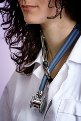 Image showing Portrait of a young doctor with stethoscope.