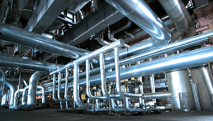 Image showing Equipment, cables and piping as found inside of  industrial powe