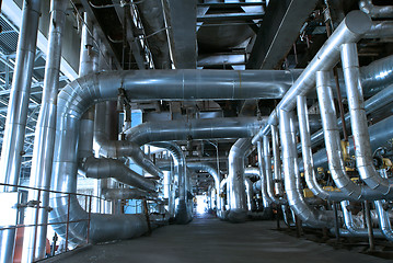 Image showing Equipment, cables and piping as found inside of  industrial powe