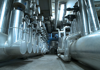 Image showing Equipment, cables and piping as found inside of  industrial powe