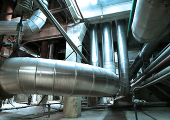 Image showing Equipment, cables and piping as found inside of  industrial powe