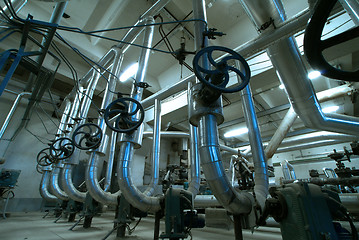 Image showing Equipment, cables and piping as found inside of  industrial powe