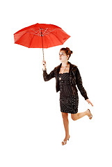 Image showing Girl with red umbrella.