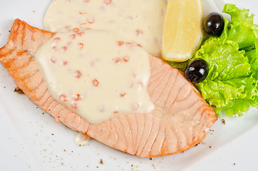 Image showing Grilled salmon steak