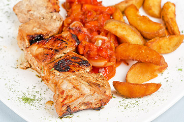 Image showing Grilled kebab pork meat