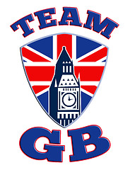 Image showing Team GB Big Ben tower clock Great Britain Flag