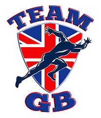 Image showing Team GB Runner Sprinter Great Britain Flag