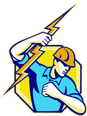 Image showing Electrician Construction Worker Retro