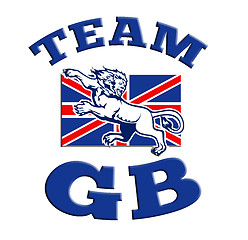 Image showing Team GB Lion attacking GB British union jack flag