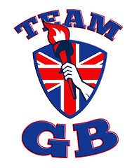 Image showing Team GB Hand Holding Torch Great Britain Flag