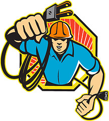 Image showing Electrician Construction Worker Retro