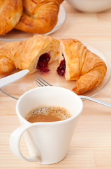 Image showing fresh croissant french brioche and coffee