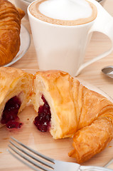 Image showing fresh croissant french brioche and coffee