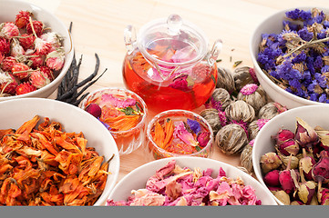 Image showing Herbal natural floral tea infusion with dry flowers