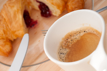 Image showing fresh croissant french brioche and coffee