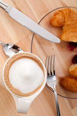 Image showing fresh croissant french brioche and coffee