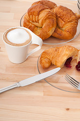 Image showing fresh croissant french brioche and coffee